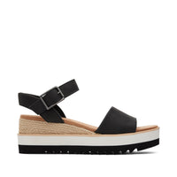 Diana Wedge Sandal Black Leather - Side View