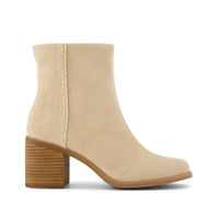 Evelyn Heeled Boot Natural Suede Deco Stitch - Side View