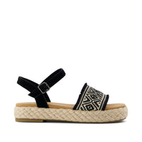 Abby Flatform Espadrille Sandal Black Diamond Global Woven - Side View