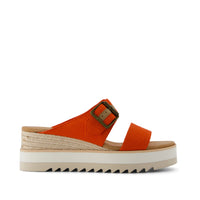 Diana Mule Buckle Wedge Sandal Flame Slubby Woven - Side View