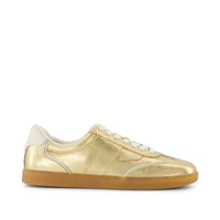 Collins Casual Lace-Up Sneaker Gold Metallic Leather - Side View