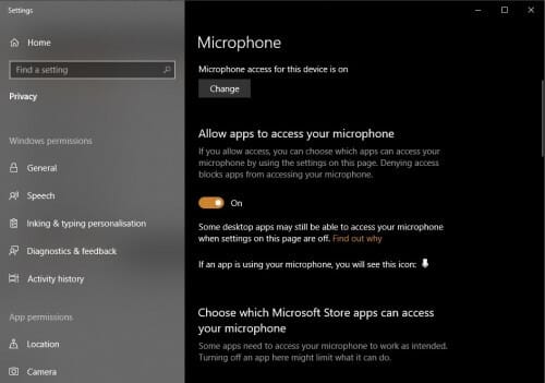 Allow Microphone Access to Discord Option